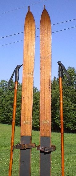 VINTAGE Wooden Skis 76 RECORD Skiis +POLES Ski POINTS  