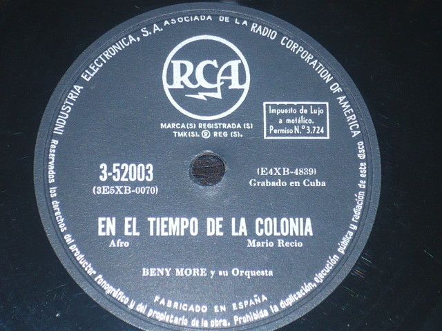 CUBA 78 rpm RECORD RCA Victor BENY MORE Y SU ORQUESTA  