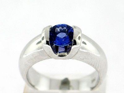 70 CT Round Tanzanite Ladys Ring 14K White Gold  