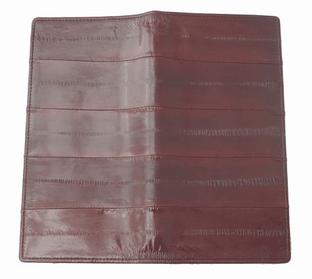 EELSKIN LEATHER SLIM LONG WALLET WITH CHANGE PURSE WINE  