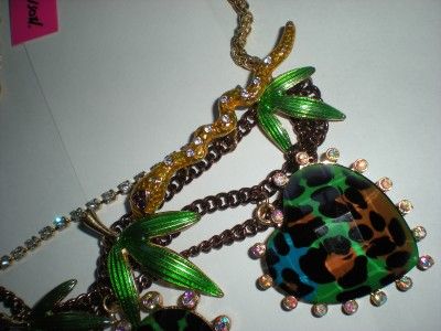 Betsy Johnson Asian Jungle Statement Necklace/Authentic/NWT/Hearts 