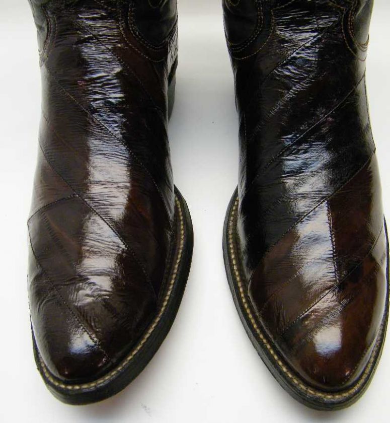 MENS JUSTIN EEL SKIN BURGUNDY COWBOY WESTERN BOOTS 10 B  