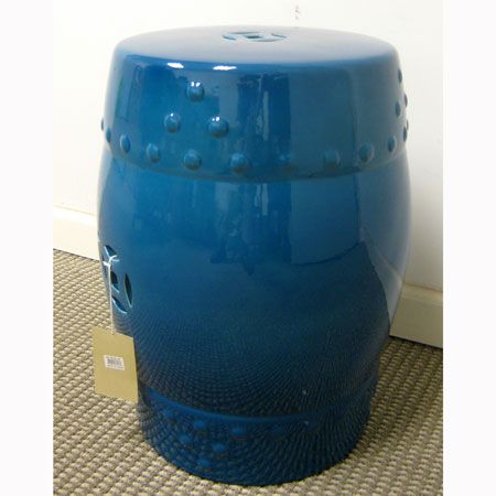 18 Ceramic Garden Stool Blue   68136  