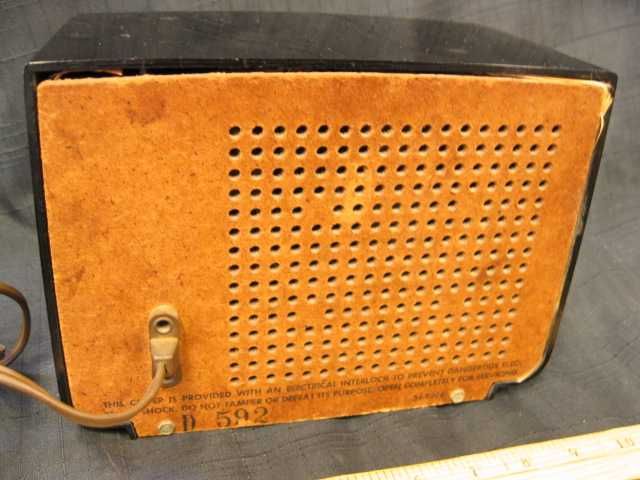 1955 PHILCO Tabletop AM Radio Black Polystyrene D 592  