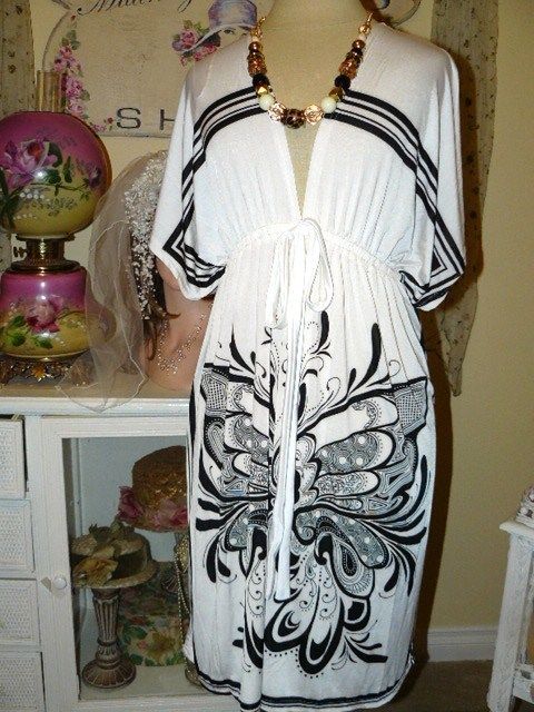 CELEB STYLE Uber CHIC BEACH BUTTERFLY EMPIRE DRESS M  