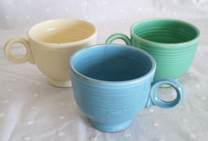 Vintage Unmarked Fiesta Ware Coffee Cups Set of 3  