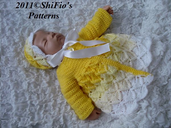 BABY BAVARIAN MATINEE CROCHET PATTERN 5 SIZES #177  