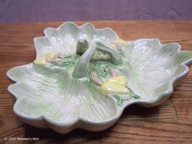 Vintage Arners Pottery Mushroom Three Part Relish Dish  