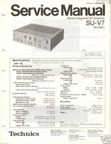 Original Technics Service Manual SU V7 Int Amp  