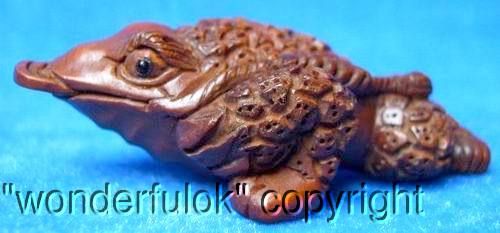 169 Japanese Handwork Boxwood Wood Netsuke Crocodile  