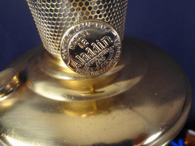   1900 ALADDIN NO. 12 BRASS CENTRAL DRAFT KEROSENE OIL LAMP  