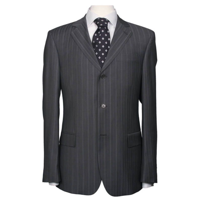   ERMENEGILDO ZEGNA CLOTH GRAY PINSTRIPE ITALIAN MENS SUIT 100% WOOL