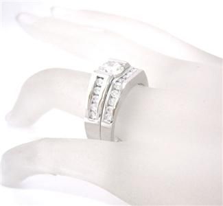 ROUND DIAMOND ENGAGEMENT RING AND BAND TENSION SET 14K 2.18CT  