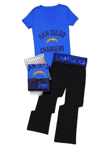 NIB Victoria Secret San Diego Chargers Tee & Yoga Pant Gift Set  