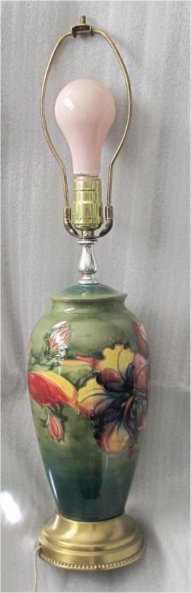 SUPERB MOORCROFT LAMP IN ORCHID PATTERN 1950S  