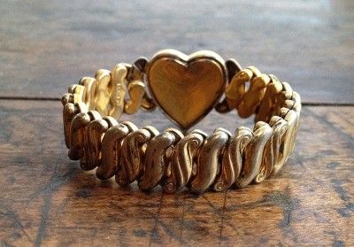 Sweet Vintage SPEIDEL Gold Filled Heart Victorian Expandable Stretch 