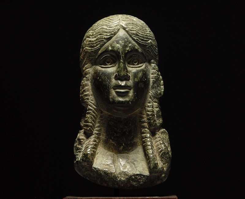 Ancient Roman Egyptian style Serpentine Head  