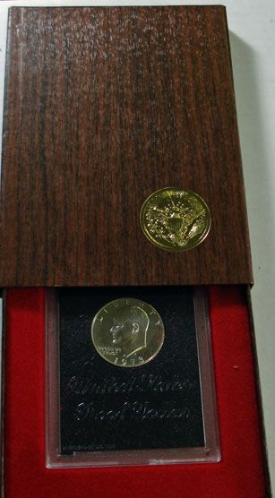 1971, 72, 73, AND 74 PROOF EISENHOWER DOLLARS,BROWN BOX  