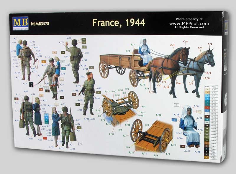 FRANCE 1944 (Figures, Wagon) 1/35 Master Box Kit #3578  