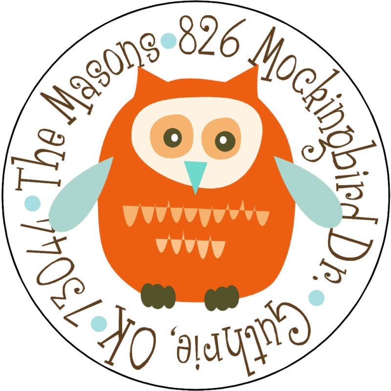 Thanksgiving ROUND Return Address Labels~ Fall Owl  