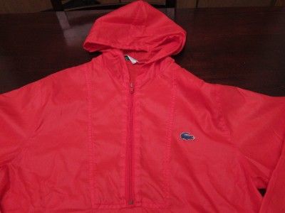   IZOD LACOSTE RETRO RED ANORAK RAIN FALL JACKET WINDBREAKER Sz S  