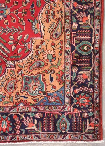 10x13 RED BLUE PERSIAN TABRIZ WOOL AREA RUG CARPET  