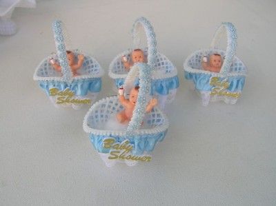   Baby Boy Shower baby pins Favors or CAKE TOPPERS Lot of 4 plus baskets