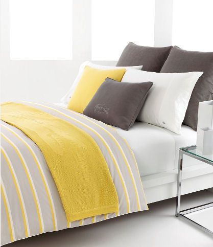 LACOSTE   Dellen Grey Yellow Stripe King Pillowsham  