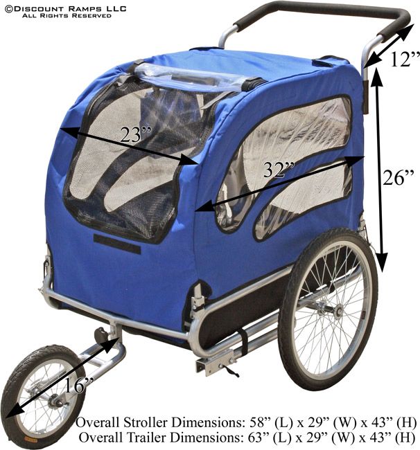 DELUXE DOG BIKE TRAILER STROLLER BICYCLE PET CARRIER (CL Pet Trailer 2 