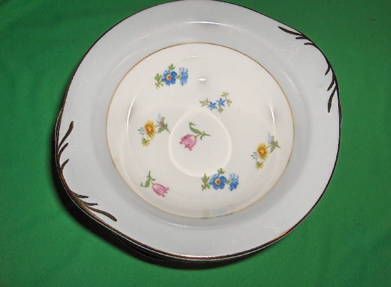 Vntg 86 Pc Pope Gosser China Floral Blue Rim 1216  