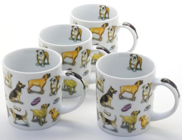 Paul Cardew MANS BEST FRIEND 12oz Coffee Mugs set of 4  