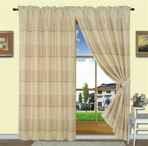   Stripe Rod Pocket Two Panels Curtain Set  Tullia 658362553438  