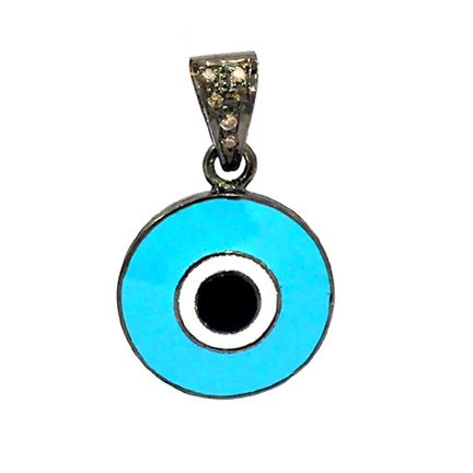 Enamel Evil Eye Pendant 925 Silver Diamond Kids Jewelry  