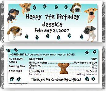 THE DOG THEME birthday party favors candy bar wrappers  