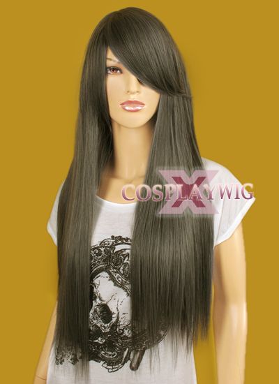 New Silver Grey Long Straight Hair Wig with Bangs X102  