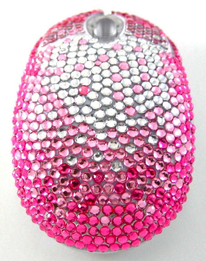 Pink Splash Crystal Rhinestone USB Computer Mouse  