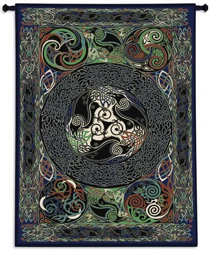 Abstract Celtic Lore Ravens Panel Wall Hanging Tapestry  