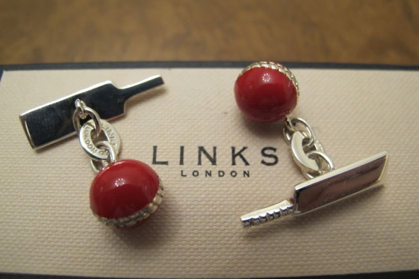 Genuine Links of London Silver Cricket Bat & Ball Cufflinks  