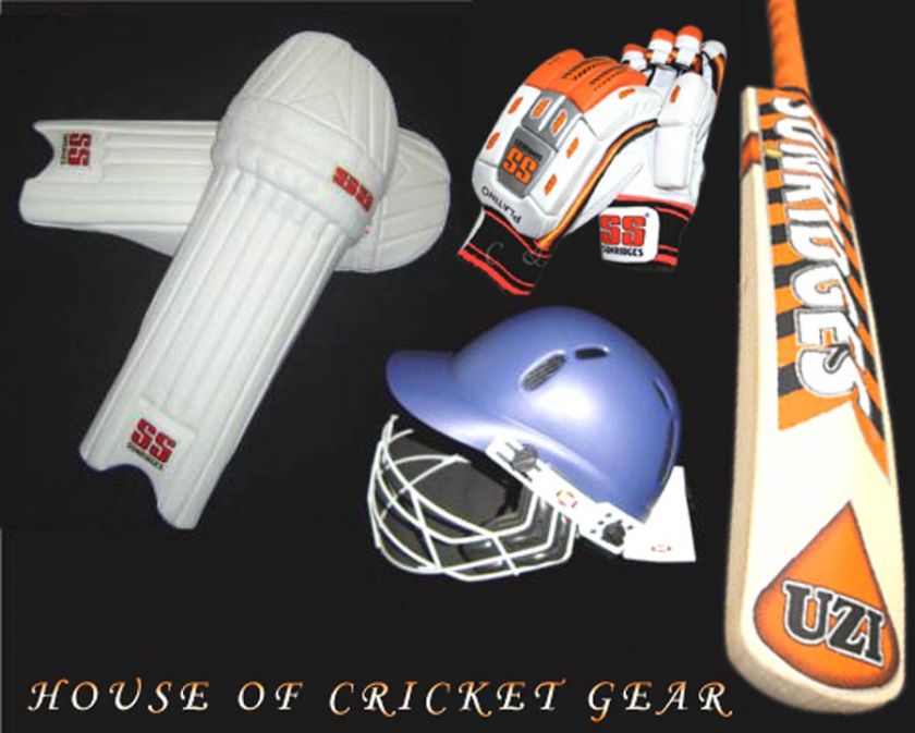 SS CRICKET BAT + PAD + GLOVES + HELMET ~~~ WITH FREE ~~~ KIT BAG 