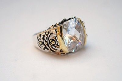 New Ornate Sterling Silver Cubic Zirconia Ring 8 .925  