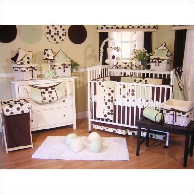 Brandee Danielle Minky Lemon Chocolate Polka Dot 4 Piece Crib Bedding 