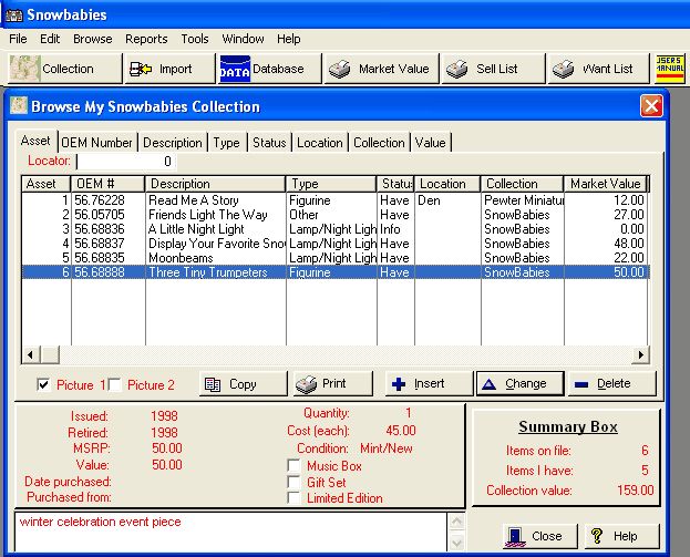 Dept 56 Snowbabies Figurine SOFTWARE & DATABASE  