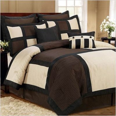 DR International Palermo 8 Piece Comforter Set in Black  