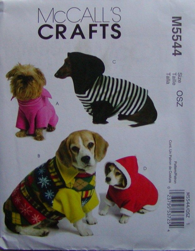 McCalls Pattern 5544 Dog Pet Clothes Outfit Coat NEW  