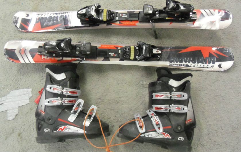   snowblade package skis used bindings & boots sizes 4 9.5 pkg  