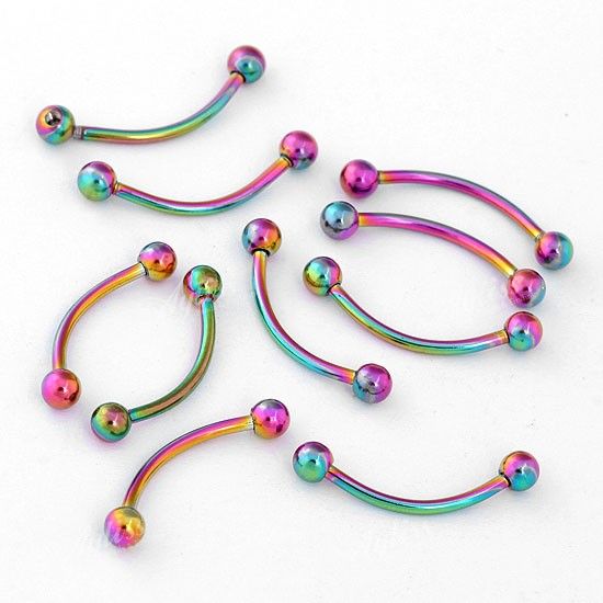   Multicolor Stainless Steel Barbell Eyebrow & Ear Ring Piercing Jewelry