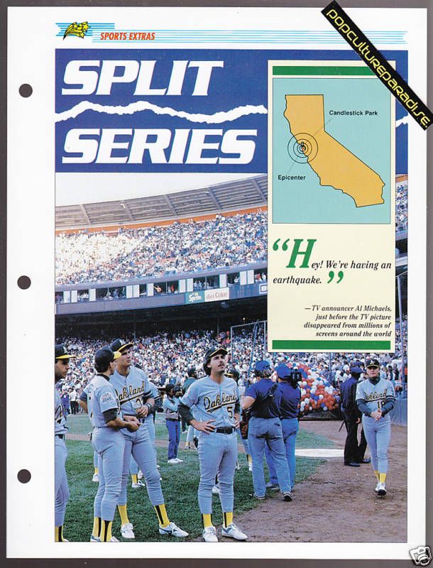 1989 WORLD SERIES EARTHQUAKE Oakland Giants 8x10 SHEET  