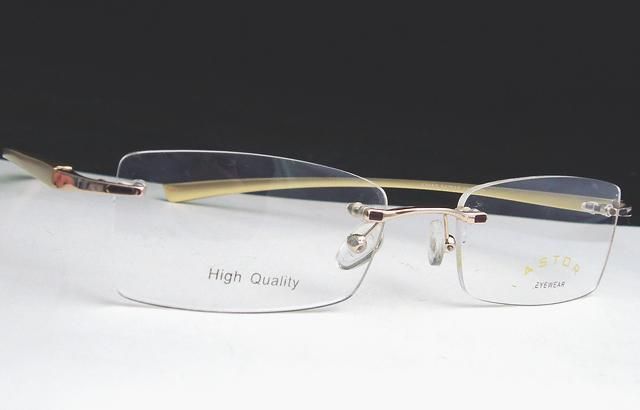 GOLDEN Eyeglass Frame UNISEX SPRING TEMPLE Rimless RX  