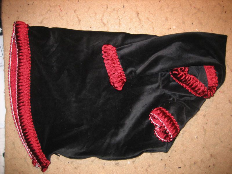 Uilleann black velvet with red brush fringe bag cover  