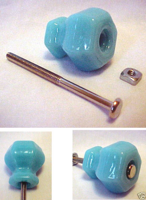 NEW Blue Milk Glass Drawer Pull Cabinet Door Knob  